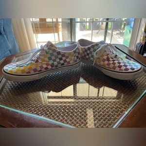 Multi color checkered Vans